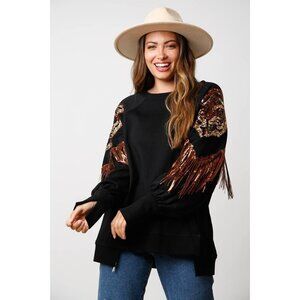 Sequin and Fringe Tiger Sweatshirt